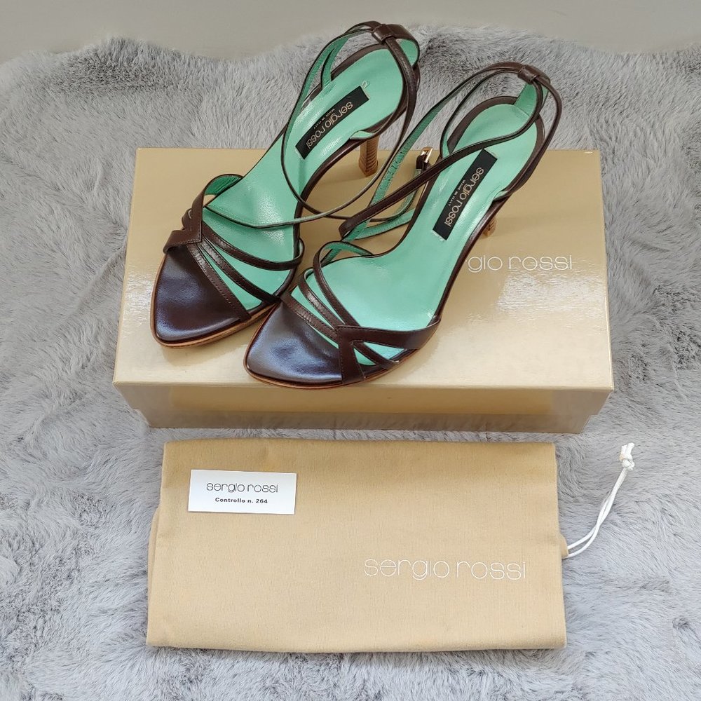 SERGIO ROSSI Platform Leather Heels - Picture 10 of 11